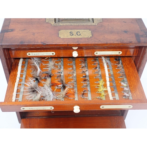 1544 - A late 19th or early 20th Century transportable mahogany Trout Fly Fishing Reservoir or Cabinet. Unb... 