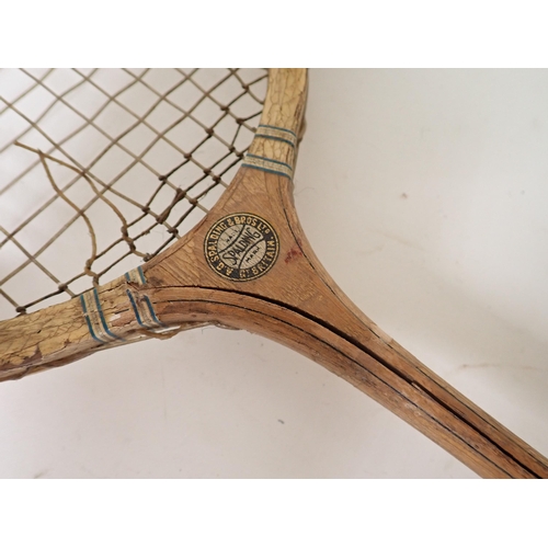 1658 - A Cochet Sports, Paris Tennis Racket with Wisdan Fenax Press, a W.A. Woof Tennis Racket with Press, ... 