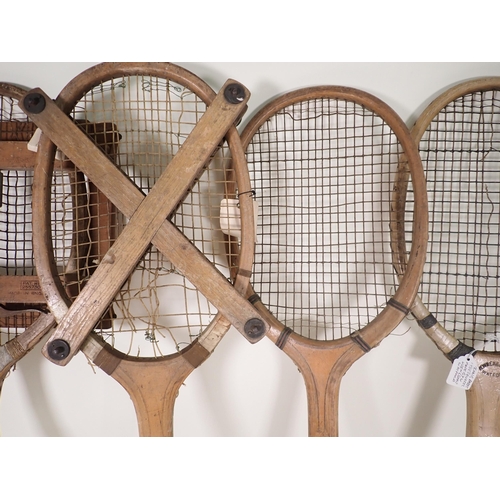 1658 - A Cochet Sports, Paris Tennis Racket with Wisdan Fenax Press, a W.A. Woof Tennis Racket with Press, ... 