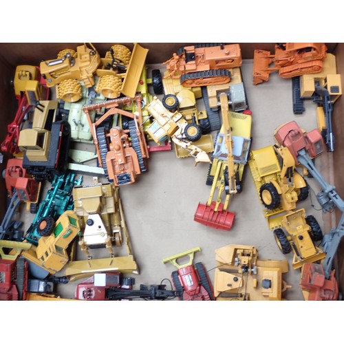 1294 - A box of unboxed diecast Plant Machinery Models including Cranes, Diggers and Bulldozers