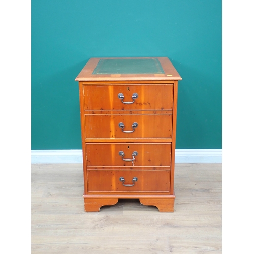 319 - A yew wood Filing Cabinet, a grey leather upholstered 1970's swivel Easy Chair, and a 19th Century a... 