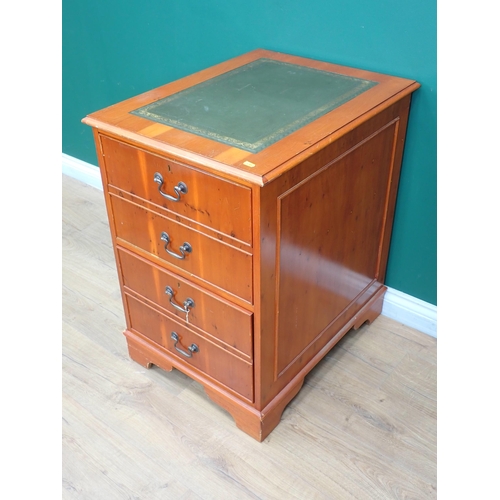 319 - A yew wood Filing Cabinet, a grey leather upholstered 1970's swivel Easy Chair, and a 19th Century a... 