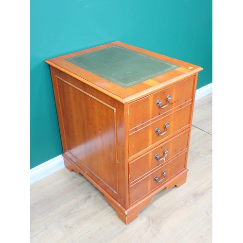 319 - A yew wood Filing Cabinet, a grey leather upholstered 1970's swivel Easy Chair, and a 19th Century a... 