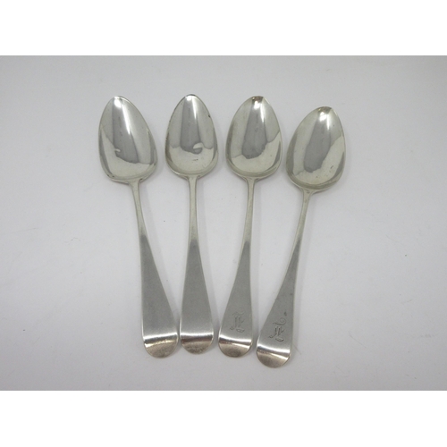 115 - Two pairs of George III silver Table Spoons, old English pattern, London 1796 and 1803