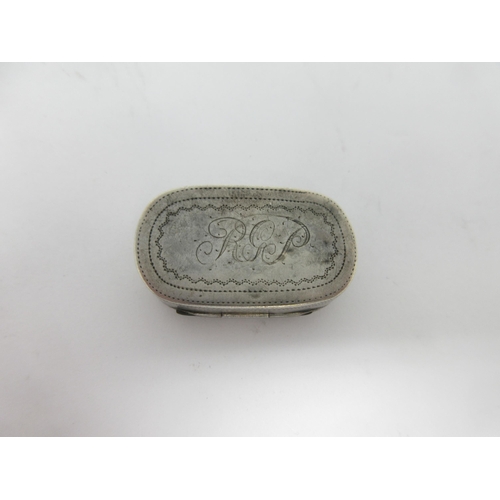 133 - A George III silver oval Patch Box with leafage and trellis design, engraved initials, Birmingham ci... 