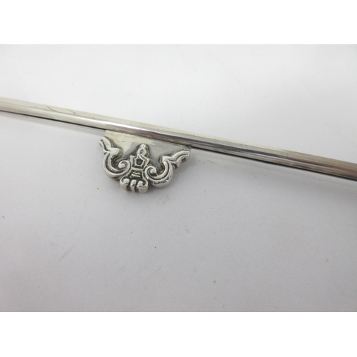 140 - A Victorian silver Telescopic Taper Holder with scroll embossed handle, Chester 1900, 15in