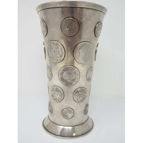 143 - A Victorian silver Cup of slightly flared form, 'Made to Receive 30 Coins of English History' London... 