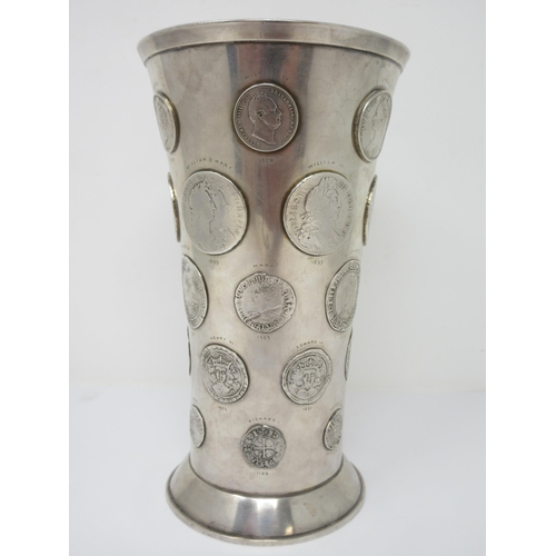 143 - A Victorian silver Cup of slightly flared form, 'Made to Receive 30 Coins of English History' London... 