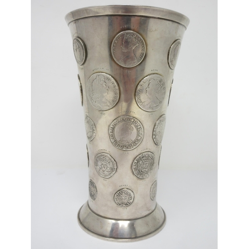 143 - A Victorian silver Cup of slightly flared form, 'Made to Receive 30 Coins of English History' London... 