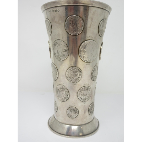 143 - A Victorian silver Cup of slightly flared form, 'Made to Receive 30 Coins of English History' London... 