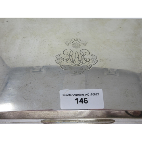 146 - A George V large silver Cigarette Casket with presentation inscription to Col Alan Constantine T.D 6... 