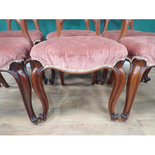 227 - A set of six Victorian Gillows rosewood balloon back Dining Chairs