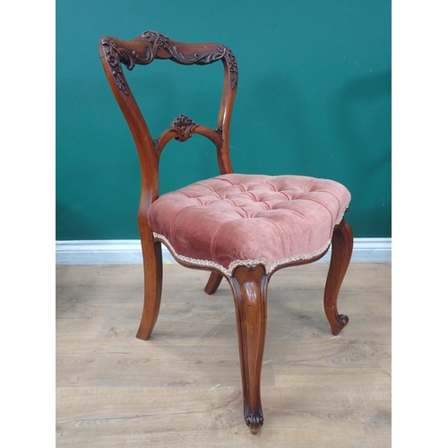 227 - A set of six Victorian Gillows rosewood balloon back Dining Chairs