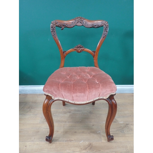 227 - A set of six Victorian Gillows rosewood balloon back Dining Chairs