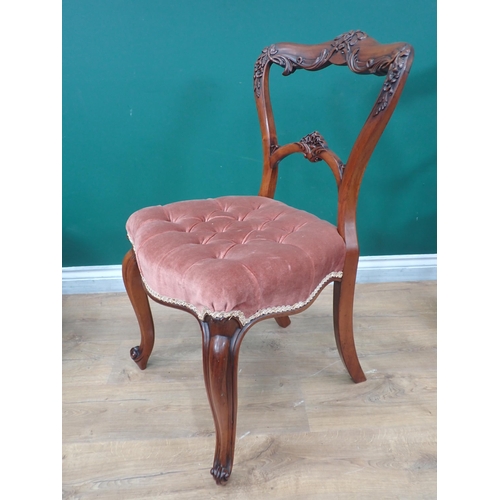 227 - A set of six Victorian Gillows rosewood balloon back Dining Chairs