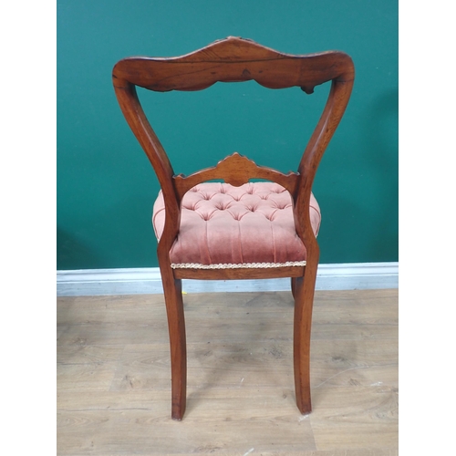 227 - A set of six Victorian Gillows rosewood balloon back Dining Chairs