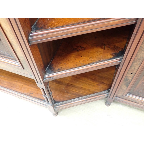 232 - A Victorian burr walnut mirror back Sideboard with fret pierced galleried shelves and fitted four ca... 