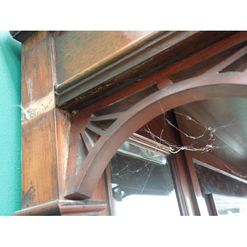 232 - A Victorian burr walnut mirror back Sideboard with fret pierced galleried shelves and fitted four ca... 