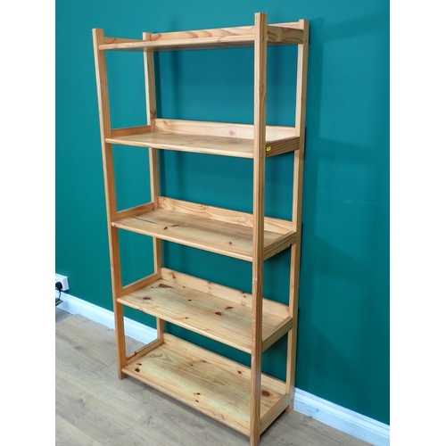 233 - A set of pine Shelves and three metal Chest of drawers