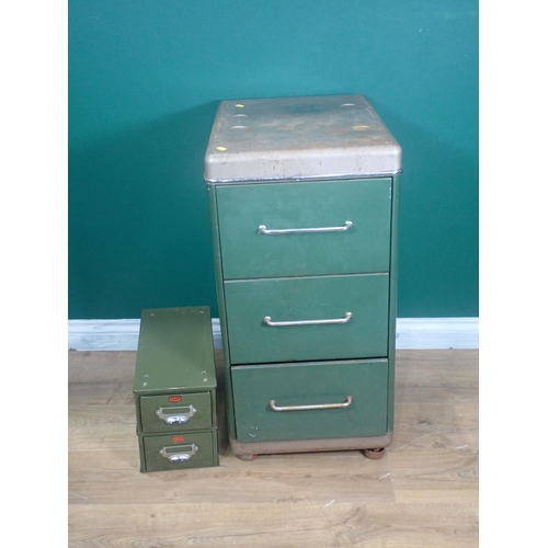 233 - A set of pine Shelves and three metal Chest of drawers