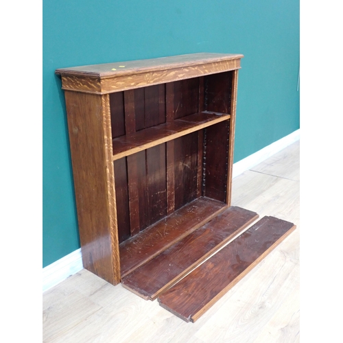 246 - An oak open Bookcase with adjustable shelves 3ft 6in W x 3ft 1in H