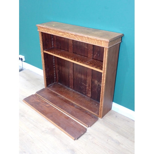 246 - An oak open Bookcase with adjustable shelves 3ft 6in W x 3ft 1in H