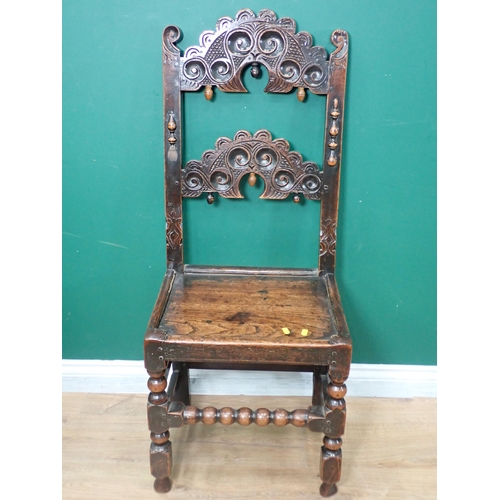 254 - A 17th Century and later oak Derbyshire Chair