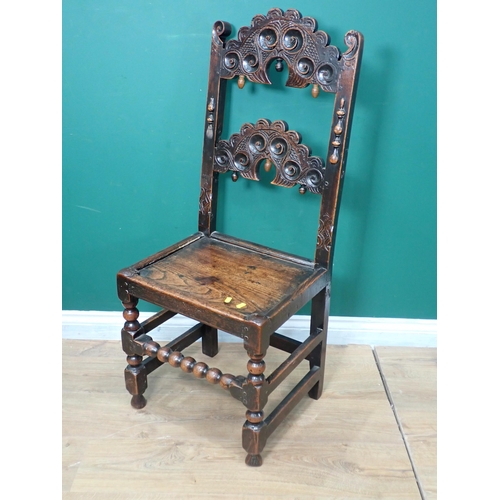 254 - A 17th Century and later oak Derbyshire Chair