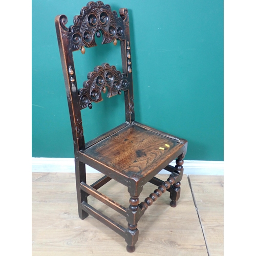 254 - A 17th Century and later oak Derbyshire Chair