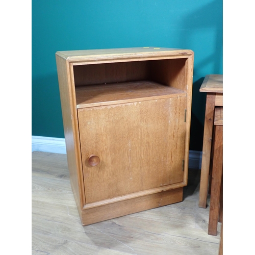 272 - Two oak Bedside Cupboards, modern Nest of Tables and another Occasional Table