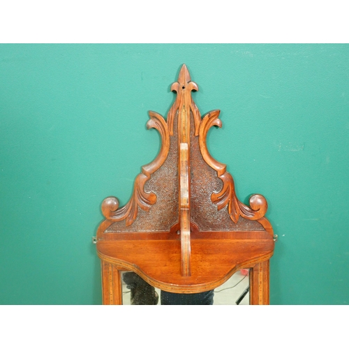 288 - A 19th Century mahogany and rosewood crossbanded Mirror with shelf 2ft 4in H x 11in W