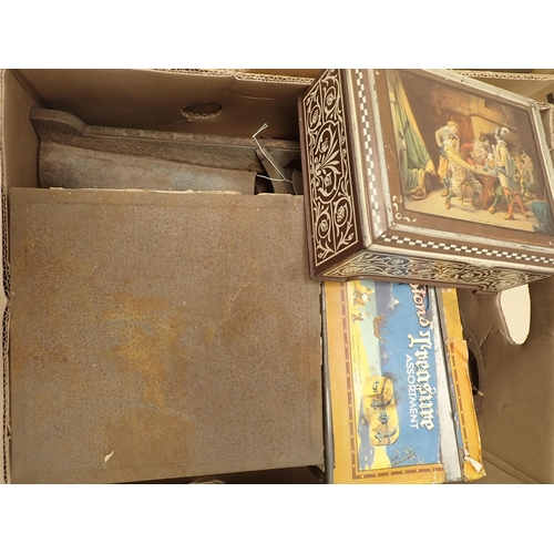 290 - Two boxes of collectible antique tins including Cadburys, McVitie, etc