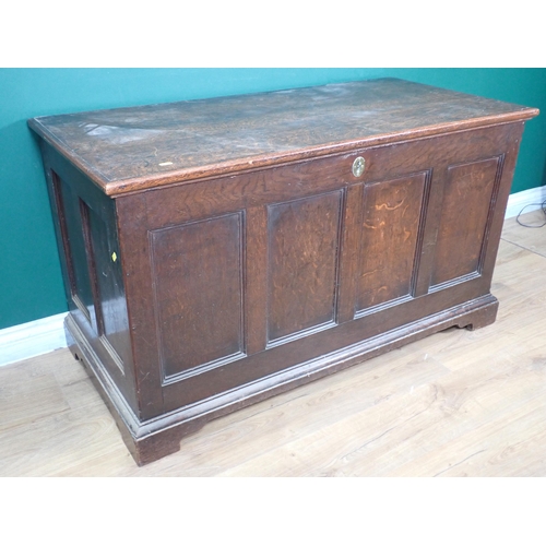 293 - An 18th Century oak Coffer with moulded four panel front 3ft 10in W x 2ft 2in H