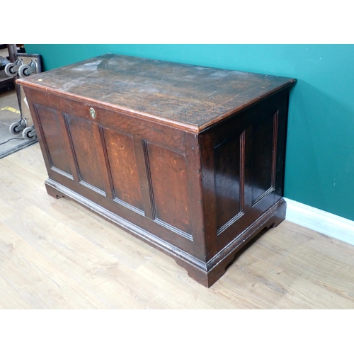 293 - An 18th Century oak Coffer with moulded four panel front 3ft 10in W x 2ft 2in H