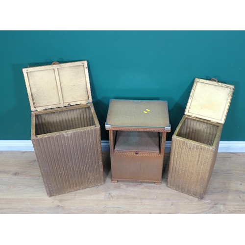 296 - A Lloyd Loom Bedside Cabinet and two Linen Boxes