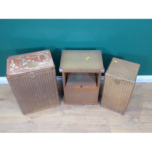 296 - A Lloyd Loom Bedside Cabinet and two Linen Boxes