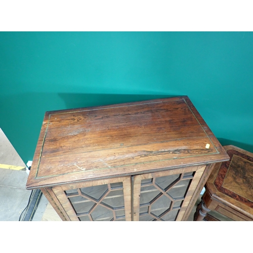 300 - A 19th Century rosewood and brass strung Bookcase fitted pair of astragal glazed doors 3ft 4in H x 2... 