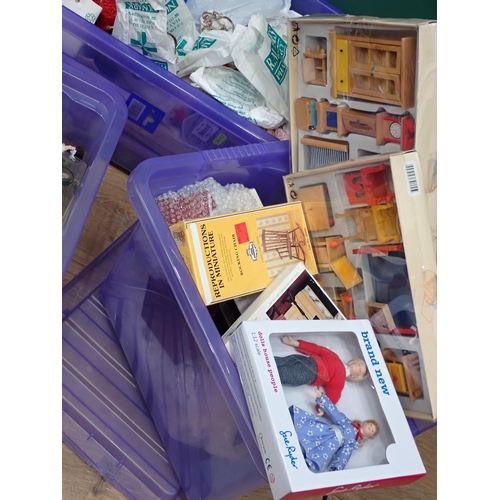 308 - Three boxes of Doll and Doll's House Furniture and Accesories