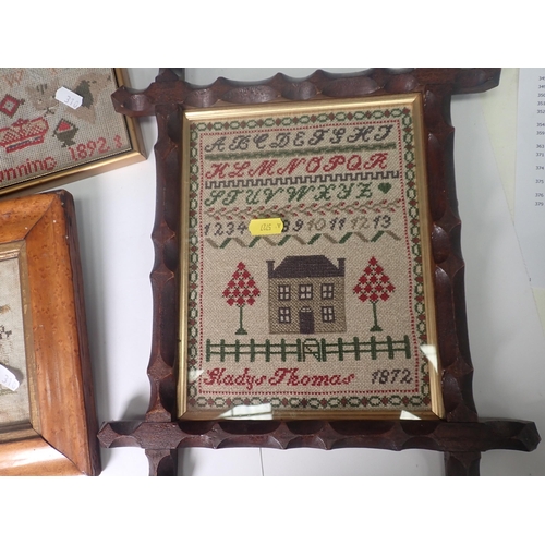 310 - Four framed Samplers and a Needlework