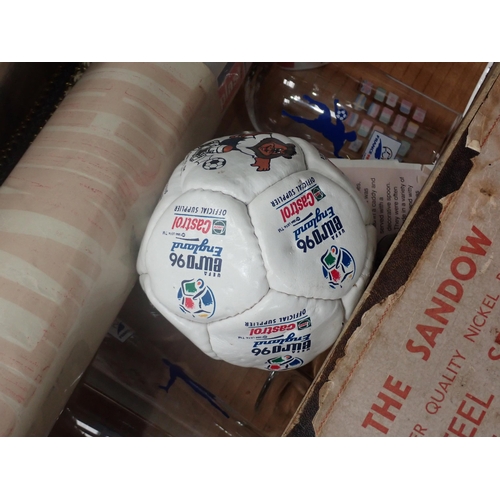 325 - Two boxes of Sporting Memorabilia including England Football, Queen Elizabeth Grammar School Team Bo... 