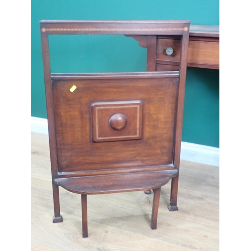 328 - A Victorian mahogany Desk with inset writing surface, a mahogany and inlaid Screen and a painted Pan... 