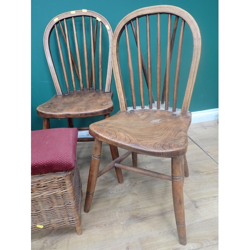 334 - Four elm stick back Country Chairs and two Stools