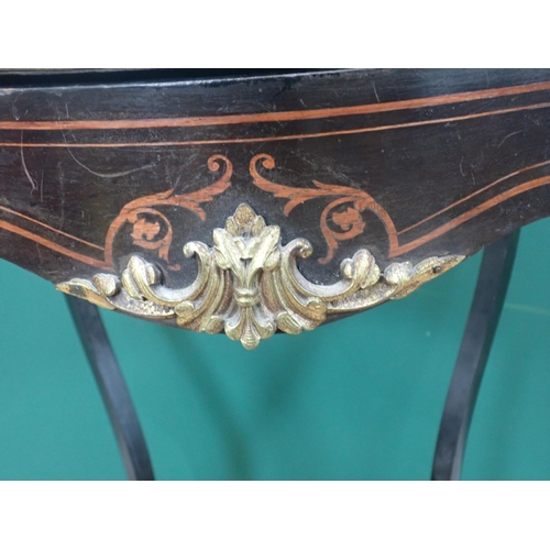 336 - A 19th Century marquetry inlaid two tier Side Table with brass bird finials 2ft 8in H x 1ft 8in W