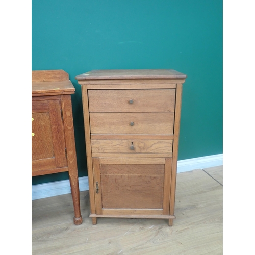 337 - Two oak Pot Cupboards and a Bedside Chest