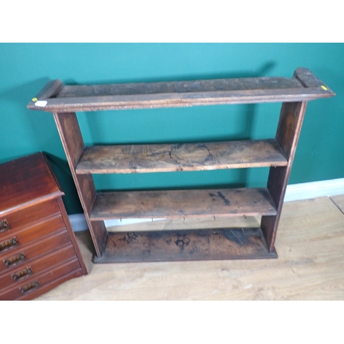 342 - An Edwardian Music Chest and an oak Plate Rack