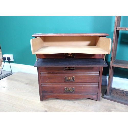 342 - An Edwardian Music Chest and an oak Plate Rack