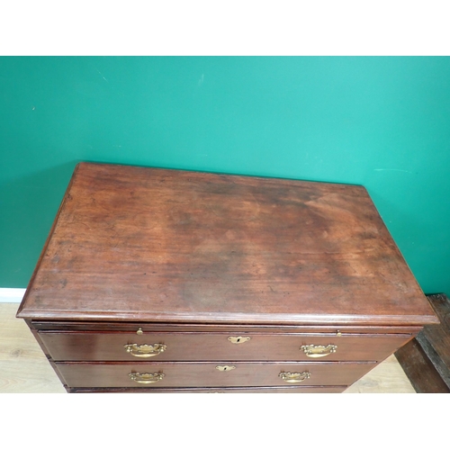 353 - A Georgian mahogany Chest with moulded top fitted three graduated drawers and bachelor's slide mount... 