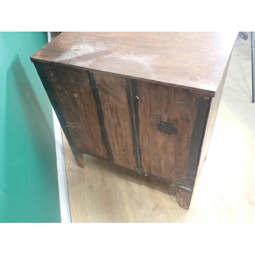 358 - A 19th Century mahogany bow fronted Chest of three drawers on splayed feet 2ft 7in H x 2ft 5in W