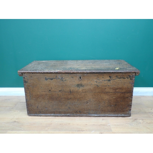 365 - An 18th Century painted pine Blanket Chest with dated ship plan lined interior 3ft 4in W x 1ft 3in H