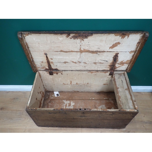 365 - An 18th Century painted pine Blanket Chest with dated ship plan lined interior 3ft 4in W x 1ft 3in H